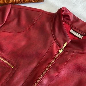 CHICOS Red leather look jacket